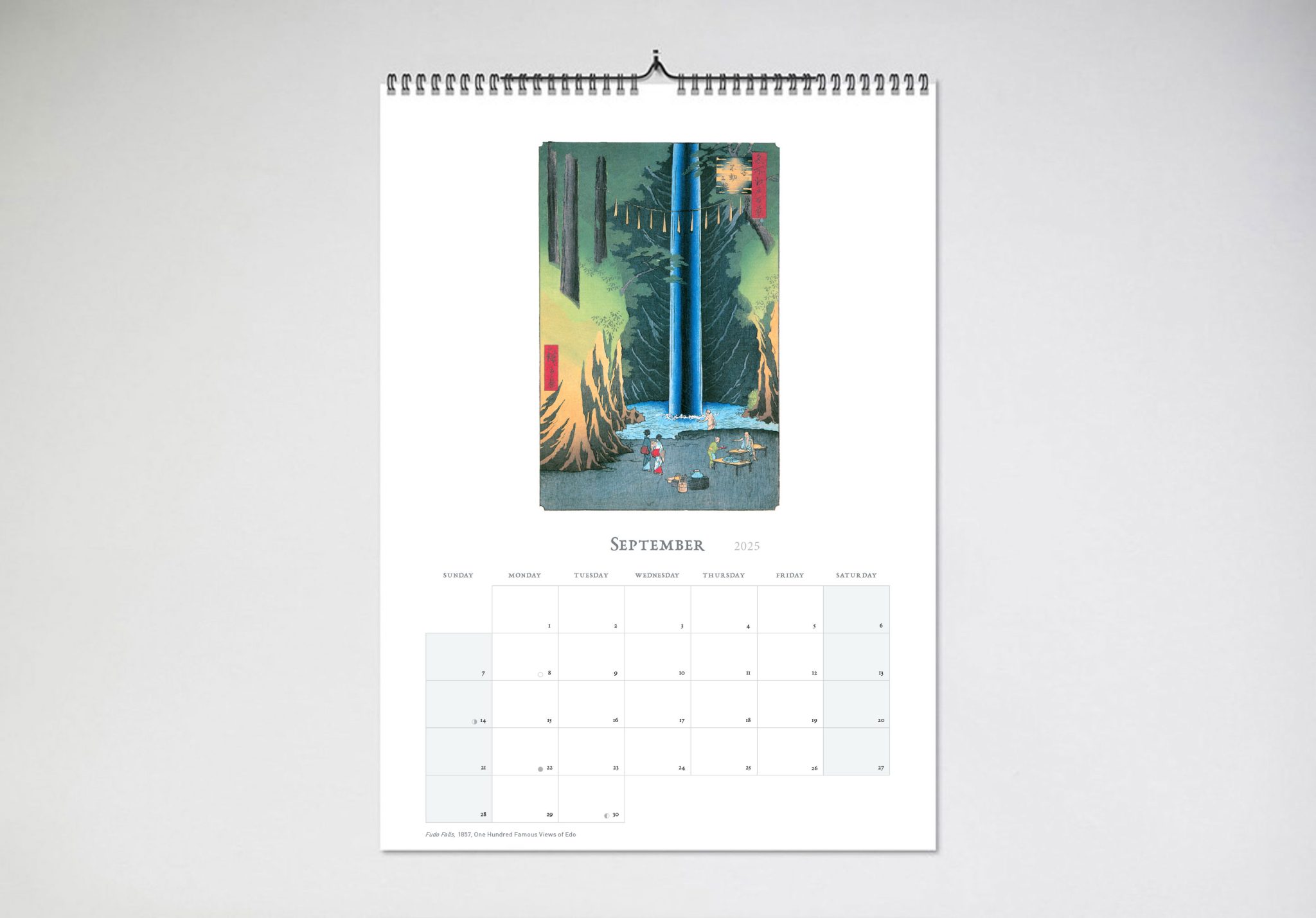 Japanese Woodblock Prints 2025 Large Wall Calendar (Format 1) Blue