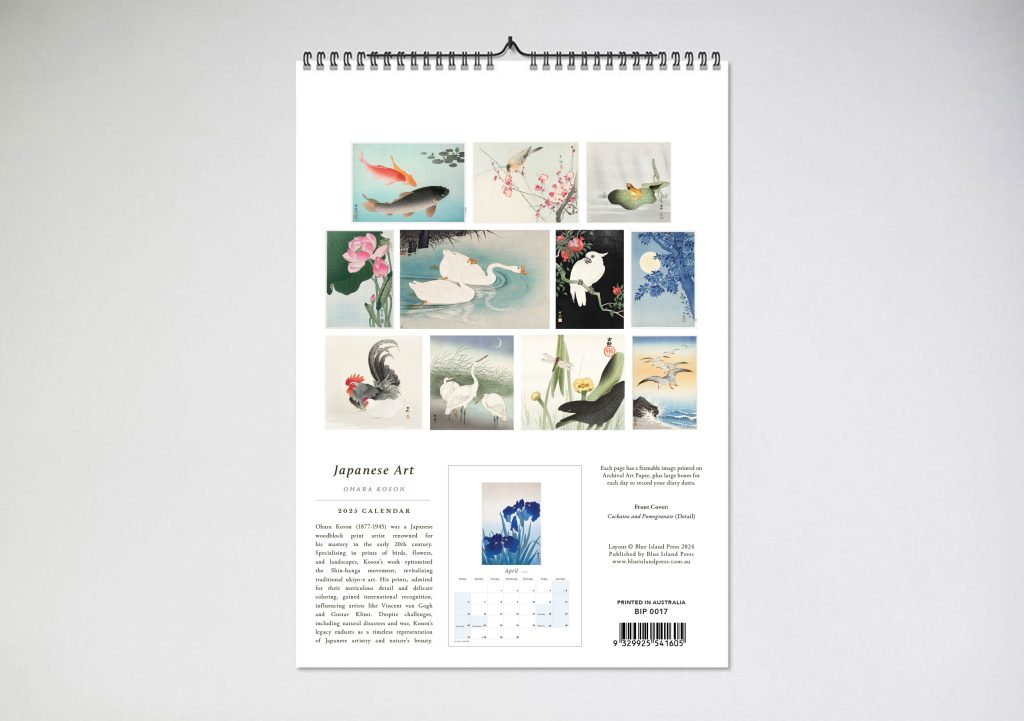 Japanese Art by Ohara Koson 2025 Wall Calendar Blue Island Press