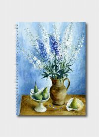 Delphiniums And Pears By Margaret Olley