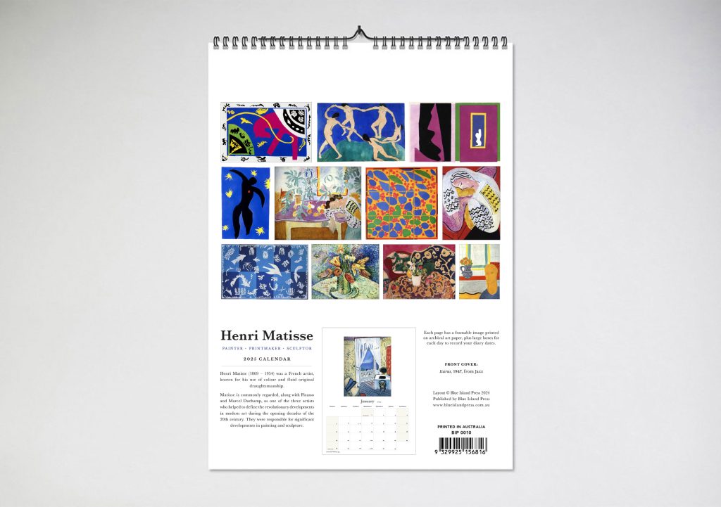 Henri Matisse 2025 Wall Calendar Blue Island Press